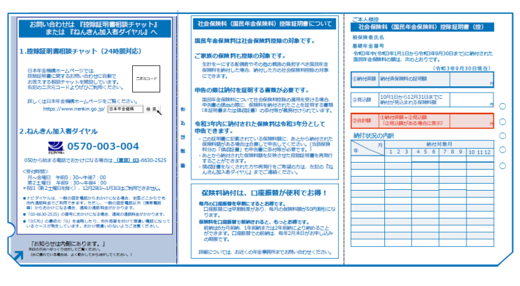 令和3年の社会保険料（国民年金保険料）控除証明書の発行について