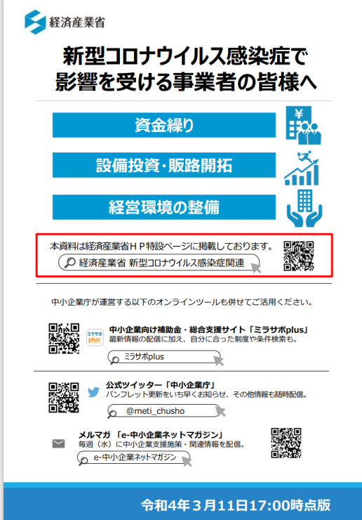 新型コロナウイルス対策の資金繰り等支援策パンフレット